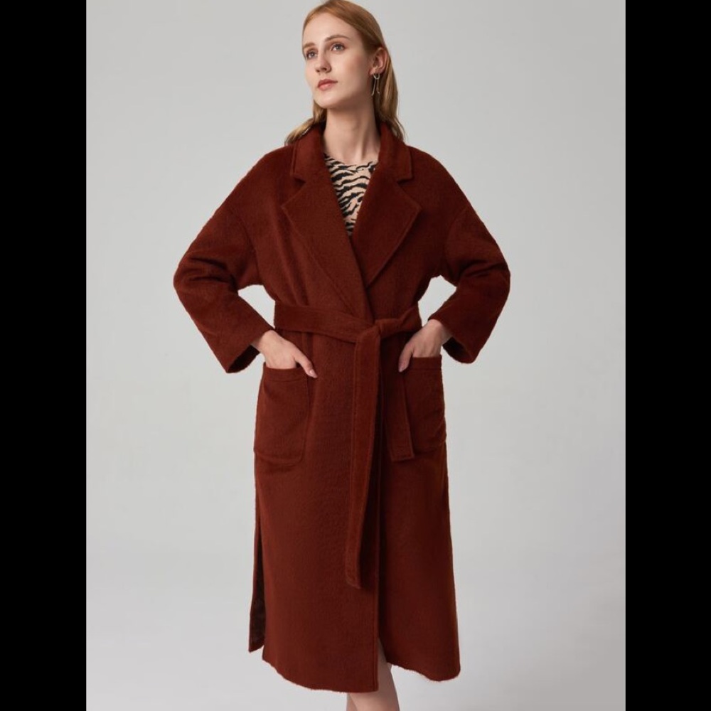 SOLD!!SHEIN Mohair Womens Brown Wrap Coat Size